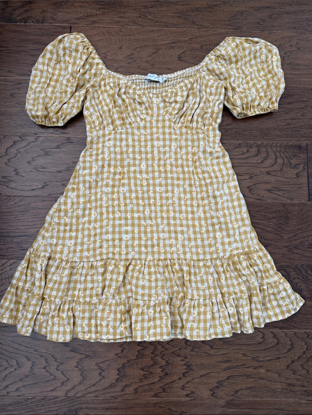 Petal + Pup Yellow Gingham & Daisy Sz 8 Cottagecore Smocked Dress -M ✨ - Picture 2 of 10